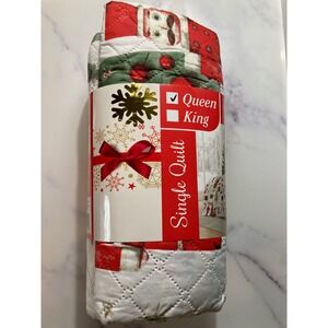 Queen Size Holiday Nutcracker Quilt Christmas Bedding Winter Cozy